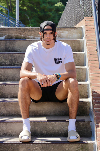 UNDERRATED WHITE T-SHIRT SIDE TEXT