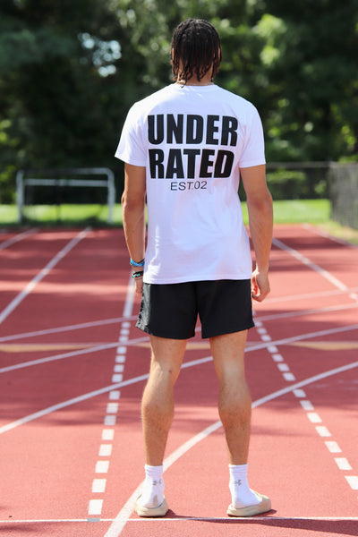 UNDERRATED WHITE T-SHIRT SIDE TEXT