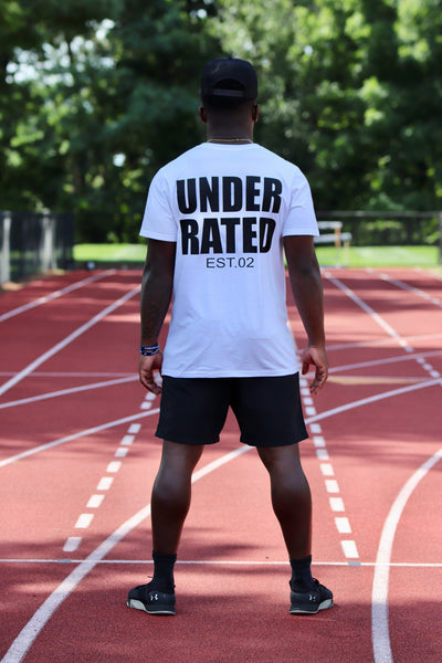UNDERRATED WHITE T-SHIRT SIDE TEXT