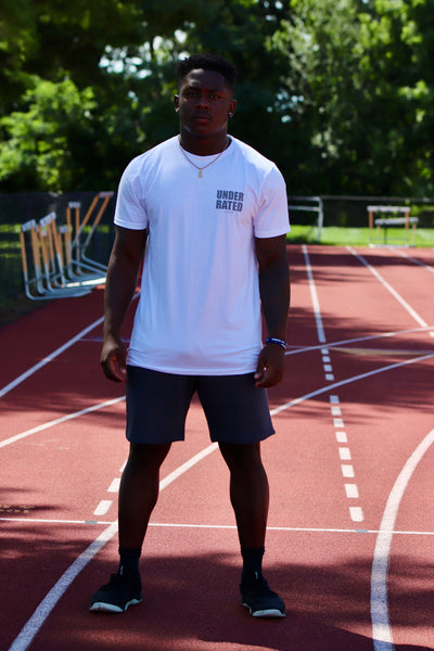 UNDERRATED WHITE T-SHIRT SIDE TEXT