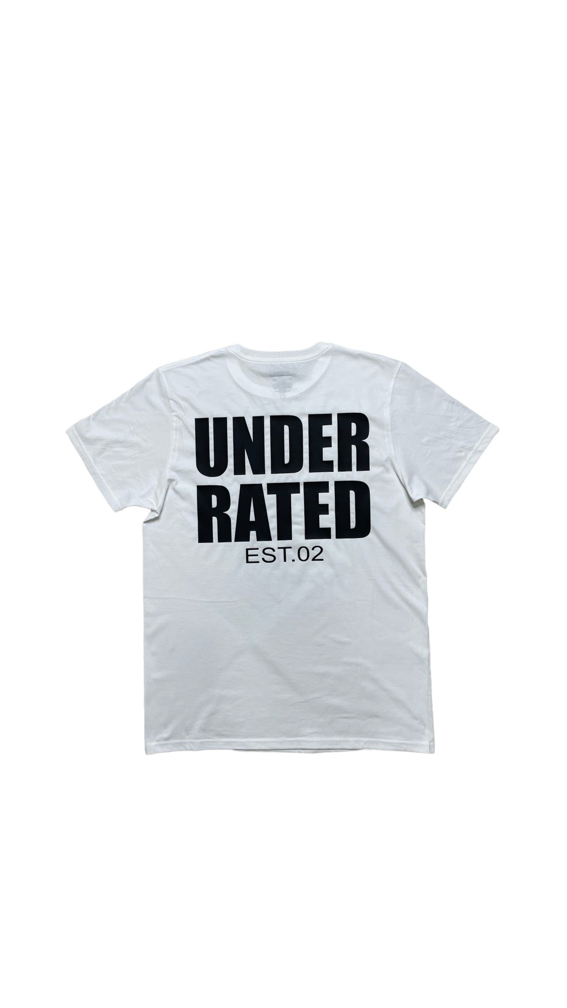 UNDERRATED WHITE T-SHIRT SIDE TEXT