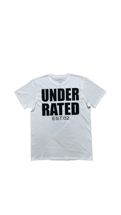 UNDERRATED WHITE T-SHIRT SIDE TEXT
