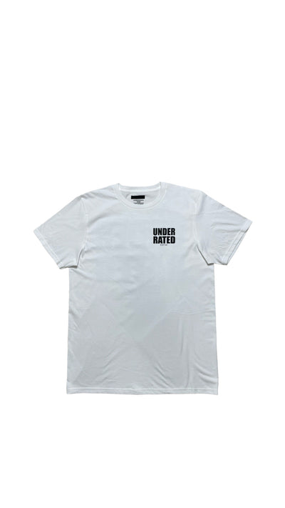 UNDERRATED WHITE T-SHIRT SIDE TEXT
