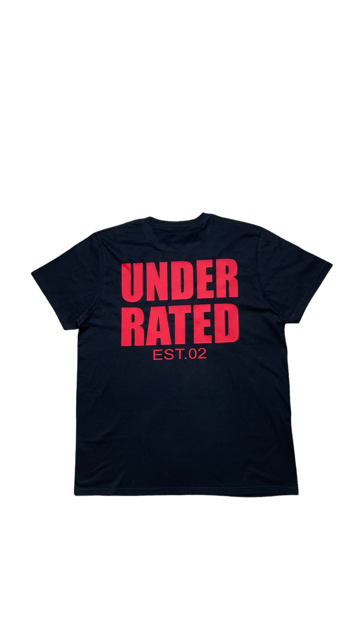 UNDERRATED BLACK T-SHIRT RED SIDE TEXT