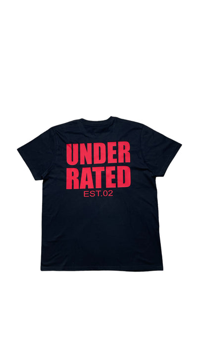 UNDERRATED BLACK T-SHIRT RED SIDE TEXT
